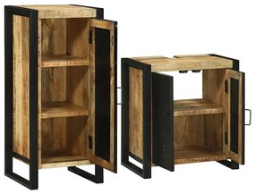vidaXL Σετ Επίπλων Μπάνιου με αποθήκευση 2 pcs Καφέ Στερεό ξύλο μάνγκο