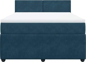 vidaXL Κρεβάτι Boxspring με Στρώμα Μπλε 140x190 εκ. Βελούδινο
