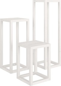 vidaXL Σετ Βάση Φυτών 3 Τεμαχίων από Λευκό Μασίφ Ξύλο Πεύκου