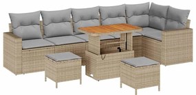 vidaXL Σετ Καναπέ Κήπου 9 pcs Μπεζ συνθετικό ρατάν