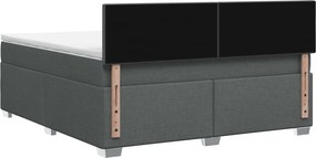 vidaXL Κρεβάτι Box Spring με Στρώμα και LED Σκούρο Γκρι 140 x 200 cm