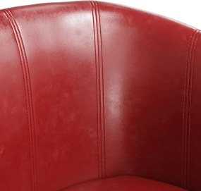 vidaXL Πολυθρόνα Μπάρελ με Υποπόδιο Μπορντό από Συνθετικό Δέρμα