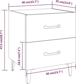 vidaXL Κομοδίνο Γκρι Sonoma 40 x 35 x 47,5 εκ.
