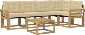 vidaXL Σειρά Καναπέ Εξωτερικού με μαξιλάρι 6 pcs Λευκό και Μπεζ