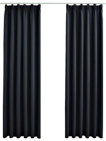 vidaXL Κουρτίνες Συσκότισης με Γάντζους 2 τεμ. Ανθρακί 140 x 225 εκ.