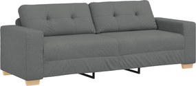 vidaXL Καναπές 3 pcs Σκούρο Γκρι 221 x 80 x 80 εκ