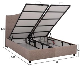 ΚΡΕΒΑΤΙ MALENA ΜΕ ΑΠΟΘΗΚΕΥΤΙΚΟ ΜΠΕΖ ΥΦΑΣΜΑ Τ. NUBUK HM624.22 ΓΙΑ ΣΤΡΩΜΑ 160x200 εκ.