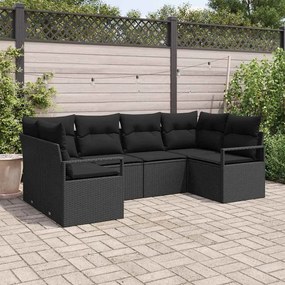 vidaXL Σετ Καναπέ Κήπου 6 pcs Μαύρο Πολυ ράταν
