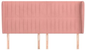 Κεφαλάρι με Πτερύγια Ροζ 163x23x118/128 εκ. Βελούδινο - Ροζ