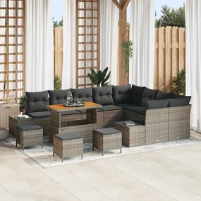 vidaXL Σετ Καναπέ Κήπου με μαξιλάρι 13 pcs Γκρι Πολυ ράταν
