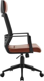 BF2500 Πολυθρόνα Γραφείου Διευθυντή Mesh Μαύρο - Pu Καφέ   1τμχ