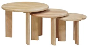 vidaXL Τραπεζάκια Καφέ Στερεών 3 pcs Μαύρο Στερεό ξύλο μάνγκο