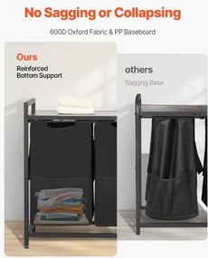 VEVOR 4 Section Laundry Sorter with Pull-Out Bags Metal Frame &amp; Wooden Tabletop