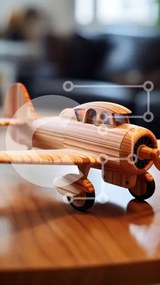 Intra Συλλεκτικό Ξύλινο Παζλ Plywood  4mm - Ξύλινο μοντέλο αεροπλάνου σε ξύλινο τραπέζι Σε Ξύλινο Κουτί - Διαστάσεις: 10x10 cm – 25 κομμάτια