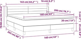 vidaXL Κρεβάτι Boxspring με Στρώμα Σκούρο Καφέ 160x200 εκ Υφασμάτινο