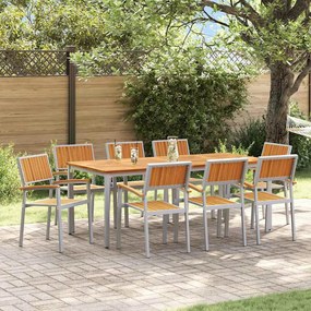 vidaXL Σέτ φαγητού για κήπο 9 pcs Γκρι και καφέ 200 x 90 x 75 cm