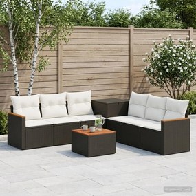 vidaXL Σετ Καναπέ 8 τμχ. Μαύρο και Κρεμ Λευκό 55 x 55 x 37 εκ
