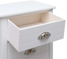 vidaXL Κομοδίνο Λευκό 38 x 28 x 45 εκ. από Ξύλο Παυλώνιας