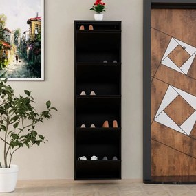 Shoe Cabinet 5 Piece Metal - Black Black