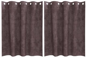 vidaXL Κουρτίνα με κουρτίνες 2 pcs Καφέ 140 x 140 cm Βελούδο