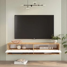 Roscoe wall TV unit in color white-sonoma 140x31.6x29.6cm 140x31.6x29.6 εκ.