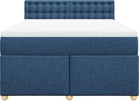 vidaXL Κρεβάτι Boxspring με Στρώμα Μπλε 140x190 εκ. Υφασμάτινο
