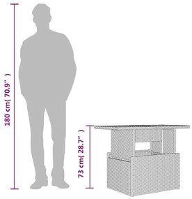 Τραπέζι Κήπου με Γυάλινη Επιφάνεια Μπεζ 100x55x73 εκ Ρατάν - Μπεζ