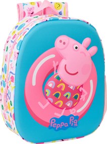 Παιδική Τσάντα Peppa Pig Μπλε Λευκό Ροζ 27 x 33 x 10 cm 3D
