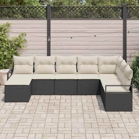 vidaXL Σετ Καναπέ Κήπου 8 pcs Μαύρο Πολυ ράταν
