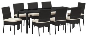 vidaXL Σετ 9 Τεμαχίων DINING Κήπου  Μαύρο Πολυρατάν