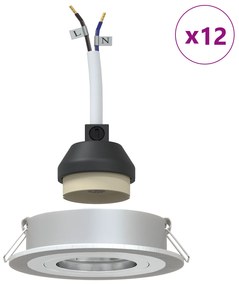 vidaXL Κρυφοί Προβολείς 12 τμχ Στρογγυλοί GU10 Ασημί Ø91 χιλ