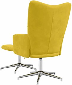 vidaXL Πολυθρόνα Relax Κίτρινη Μουσταρδί Βελούδινη με Σκαμπό