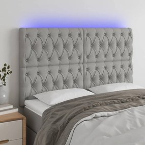 Κεφαλάρι Κρεβατιού LED Ανοιχτό Γκρι 160x7x118/128εκ. Υφασμάτινο 3122766