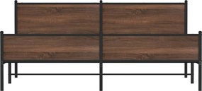 vidaXL Σκελετός Κρεβ. Χωρίς Στρώμα Καφέ Δρυς 193x203 εκ. Μεταλλικό