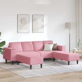 vidaXL Σετ Καναπέ 3 pcs Ροζ Βελούδο