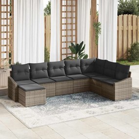 vidaXL Σετ Καναπέ με μαξιλάρι 8 pcs Γκρι συνθετικό ρατάν