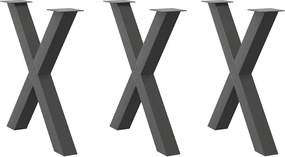 vidaXL Πόδια Τραπεζαρίας σε Σχήμα Χ 3 τεμ. Ανθρακί 70x(72-73) εκ. Ατσάλι
