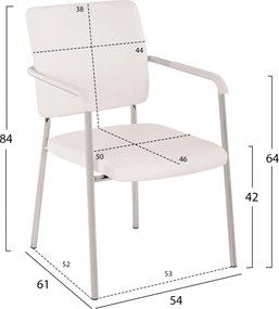ΚΑΡΕΚΛΑ QUESTA ΜΕ ΜΠΡΑΤΣΑ HM1070.02 ΛΕΥΚΗ 56,5x59x85 cm