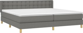 vidaXL Κρεβάτι Boxspring με Στρώμα Σκούρο Γκρι 180x200 εκ Υφασμάτιν