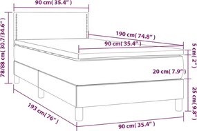 vidaXL Κρεβάτι Boxspring με Στρώμα Μαύρο 90x190εκ. από Συνθετικό Δέρμα