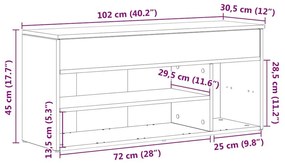 Πάγκος παπουτσιών Artisan Oak 102x30,5x45cm Κατασκευασμένο ξύλο - Καφέ