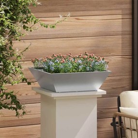 vidaXL Γλάστρα Κήπου Ασημί 50 x 50 x 15 cm Επικαλυμμένος Χάλυβας