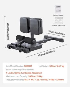 VEVOR Sissy Squat Machine, Multi-Function Deep Sissy Squat Bench for Leg Muscle Training, Easy Setup &amp; Foldable Core Waistline &amp; Glute Workout Equipment, Leg Exercise Machine for Home Gym, Black