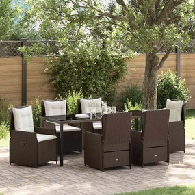 vidaXL Σέτ φαγητού για κήπο 7 pcs Καφέ συνθετικό ρατάν