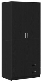 vidaXL Ντουλάπι Μαύρη δρυς 80 x 52 x 180 εκ Επεξεργασμένο ξύλο