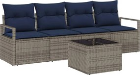 vidaXL Σετ Καναπέ 5 pcs Γκρι και Μπλε συνθετικό ρατάν
