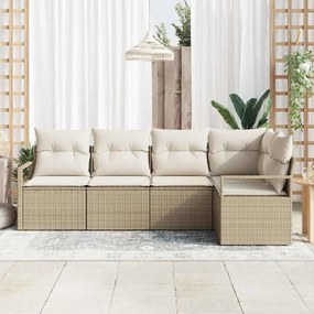 vidaXL Σετ Καναπέ Κήπου 5 pcs Μπεζ και Λευκό συνθετικό ρατάν