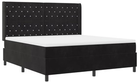 vidaXL Στρώμα Κρεβάτι με Στρώμα & LED Μαύρο 180x200 εκ. Βελούδο