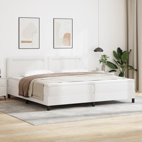 vidaXL Κρεβάτι με Στρώμα Box Spring σε Λευκό, 200 x 200 cm, από Τεχνητό Δέρμα