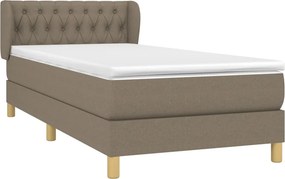 vidaXL Κρεβάτι Boxspring με Στρώμα Taupe 100 x 200 εκ. Υφασμάτινο